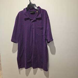 Timberland Weathergear Men's Purple and Black Striped Polo Shirt Size XL